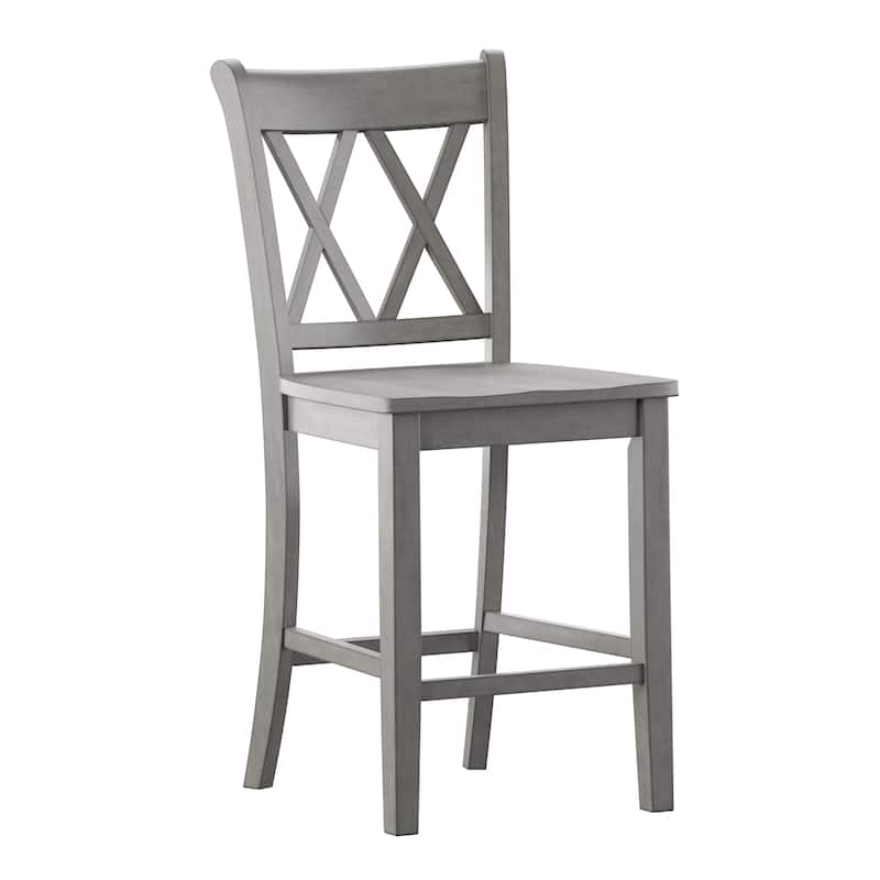 Eleanor X-Back Wood Counter Chairs (Set of 2) by iNSPIRE Q Classic - Antique Grey