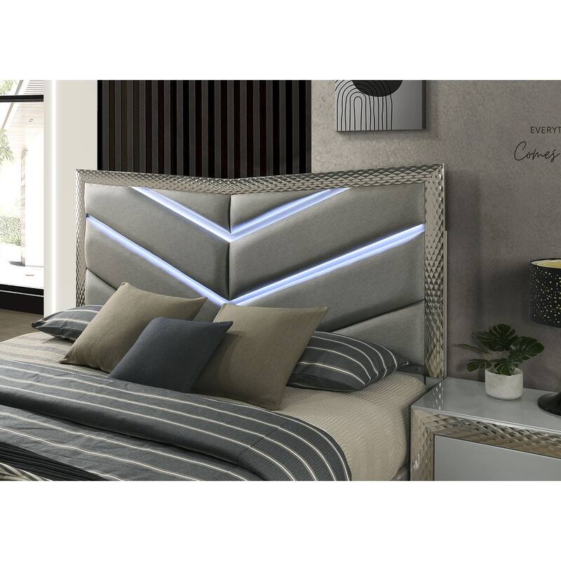 Glam 1-pc Gay Finish Platform LED Bed