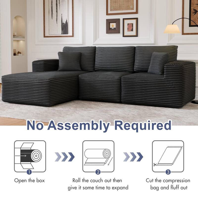 104" Modular Sectional Sofa with L-Shape Chaise Modern Upholstered Cloud Couches with Throw Pillows - 104 in.W x 23.6 in.H