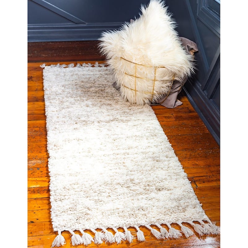 Shag Brico Collection Area Rug - 2'2"x6' - Ivory