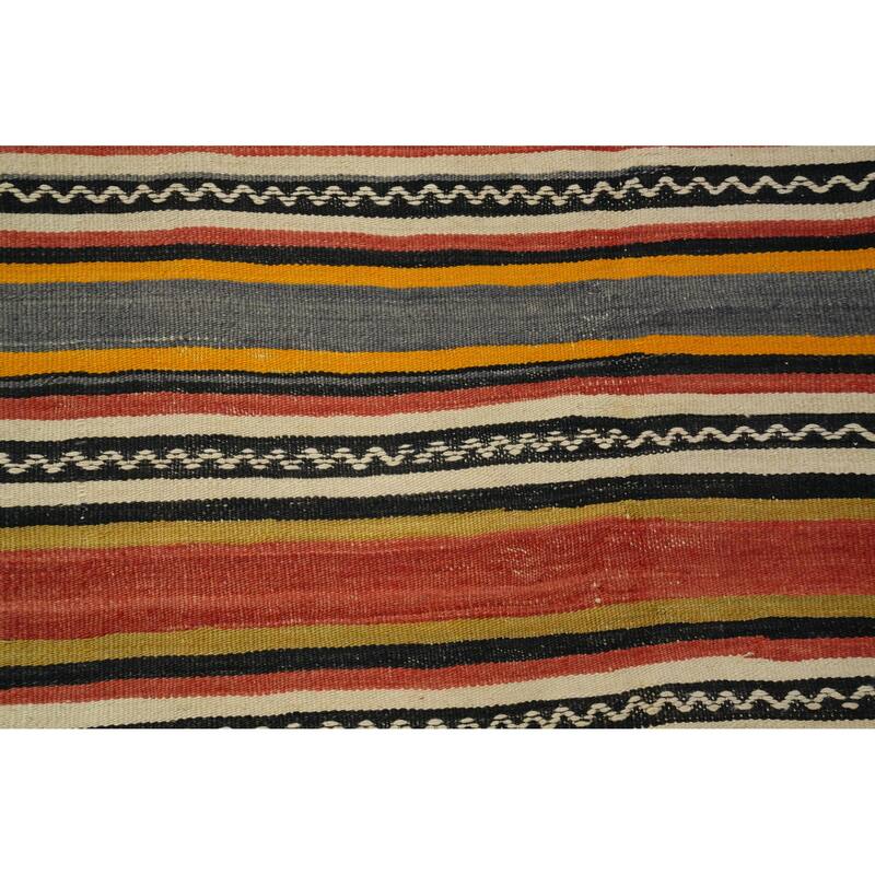 Hand Woven Oriental 100% Wool Carpet Southwestern Tribal Multi-Colored Kilim Area Rug - 11' 0'' X 5' 0''