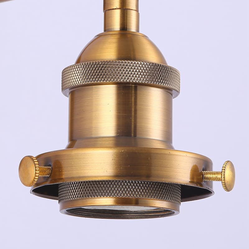 1-Light Farmhouse Brown Rattan Gold Brass Wall Swing Arm Lamp Wall Sconce