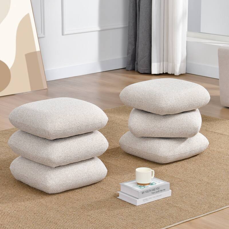 Modern 360° Swivel Multi-Layer Upholstered Ottoman