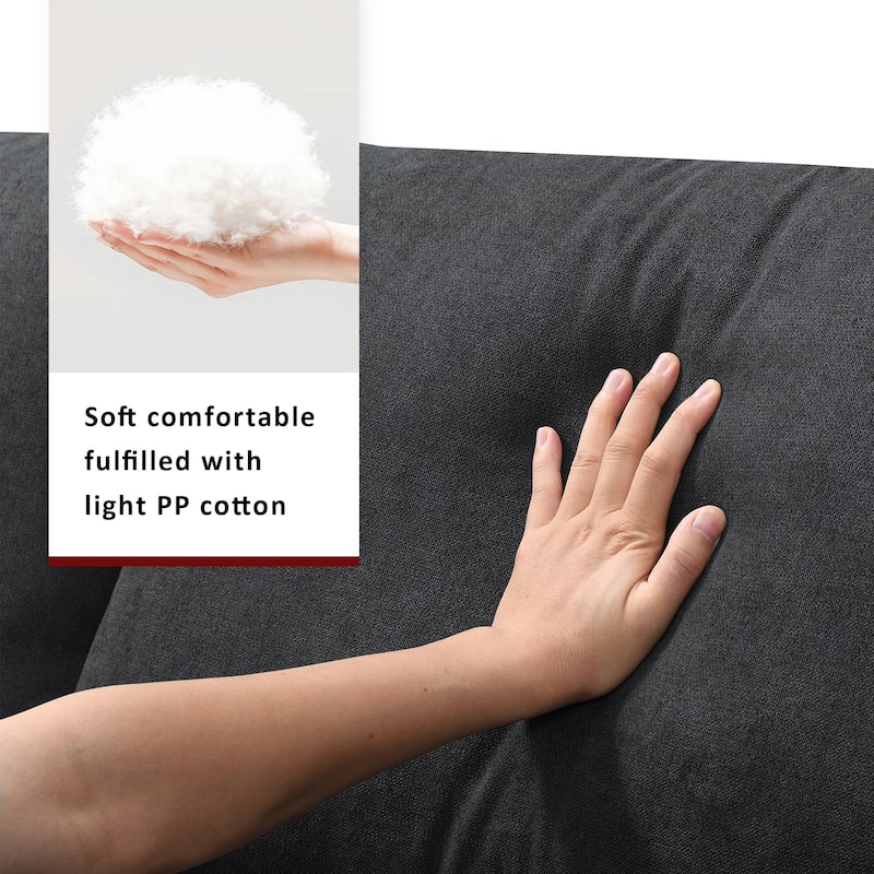 100.4'' Polyester L-Shaped 4-Seat Sectional Sofa Couch with Convertible Ottoman and 2 Decorative Pillows