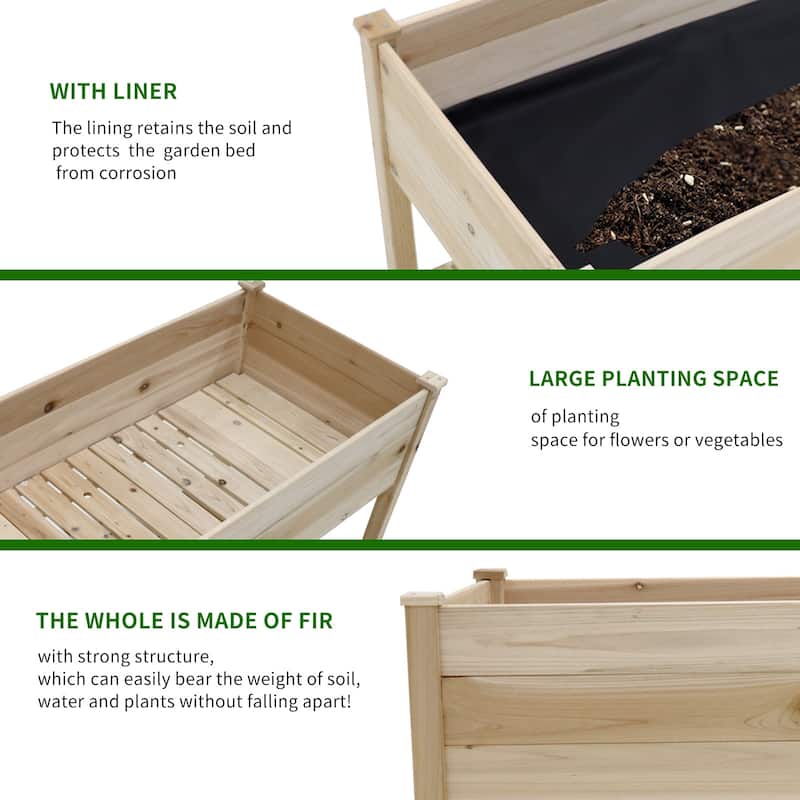 Raised Garden Bed Planter Box with Legs & Storage Shelf