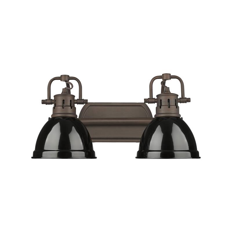 Yep by Golden Lighting Duncan 2-light Vanity in Rubbed Bronze and Black shade