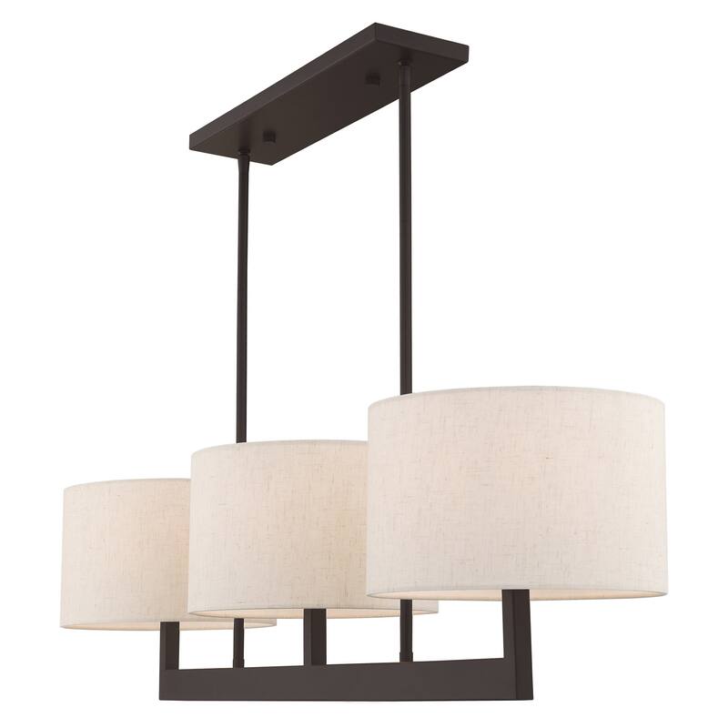Livex Lighting Hayworth 3 Light 11" Wide Linear Chandelier with Fabric