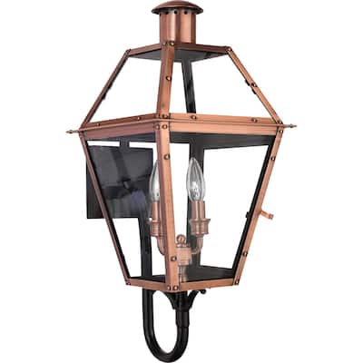 Rue De Royal 2-Light Outdoor Wall Lantern in Aged Copper