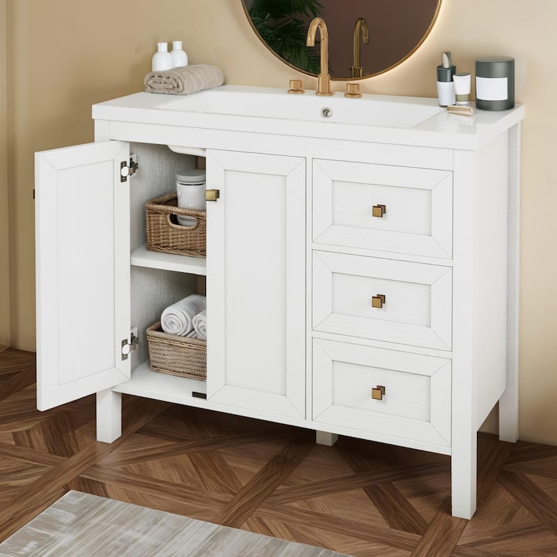 Moasis 36"/42" Bathroom Vanity Cabinet Set with Sink Combo and 3 Drawers & Cabient