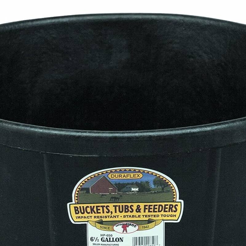Little Giant Durable Weatherproof 15 Gallon Rubber Tub Feeder Pan Bowl, Black - 6.5 Gallon