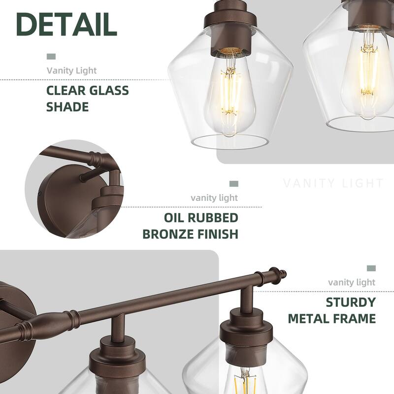 3/4-Light Modern Bathroom Vanity Light