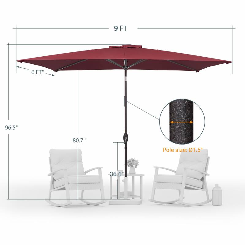 LIVOOSUN 6x9Ft Patio Market Umbrella Weather-Resistant Table Umbrella