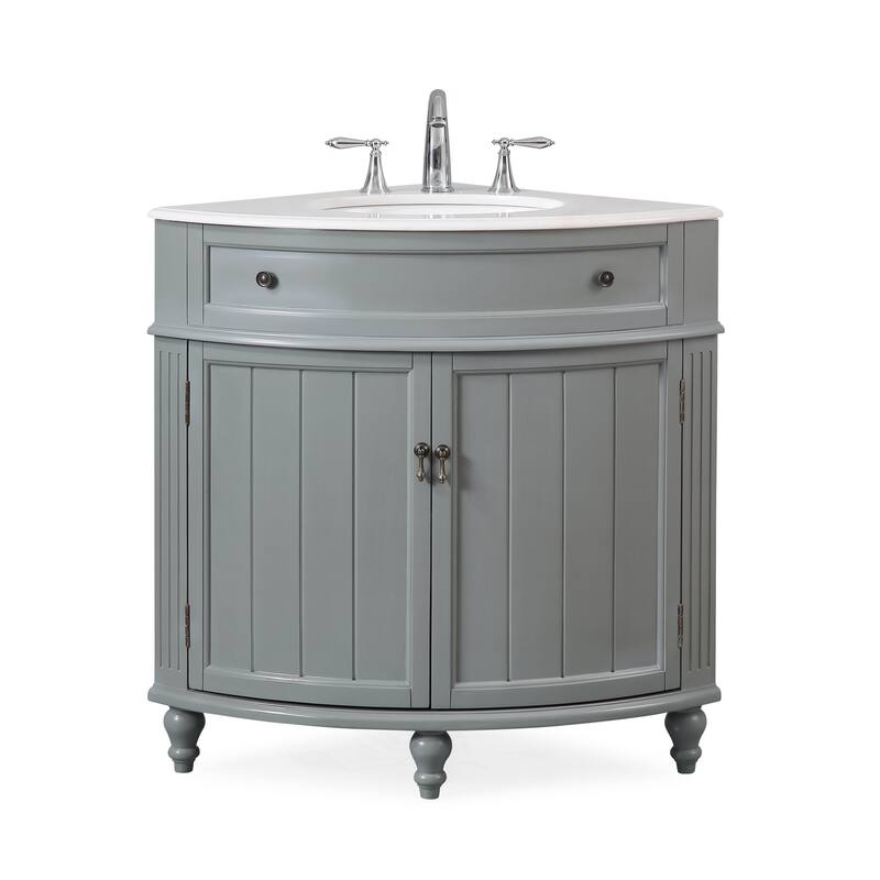 24-inch Benton Collection Triadsville Slim Corner Bathroom Sink Vanity - Grey