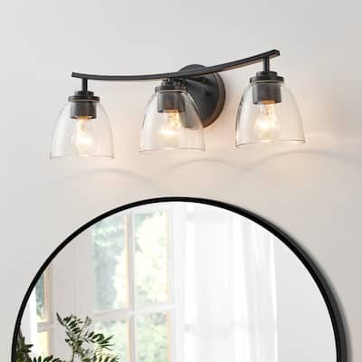 KAWOTI 3-Light Modern Bathroom Vanity with Clear Glass