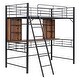 preview thumbnail 7 of 40, Modern Metal Frame Loft Bed with Desk and Shelf, Side Ladder