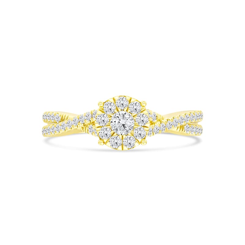 IGI Certified 1/2ct TDW Diamond Cross Over Engagement Ring in 10K Gold for Women