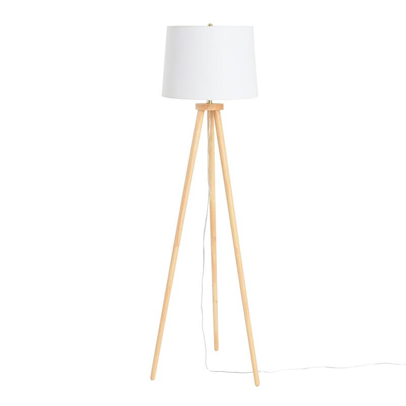 Tripod Wood Floor Lamp with Linen Shade - Natural and Cream