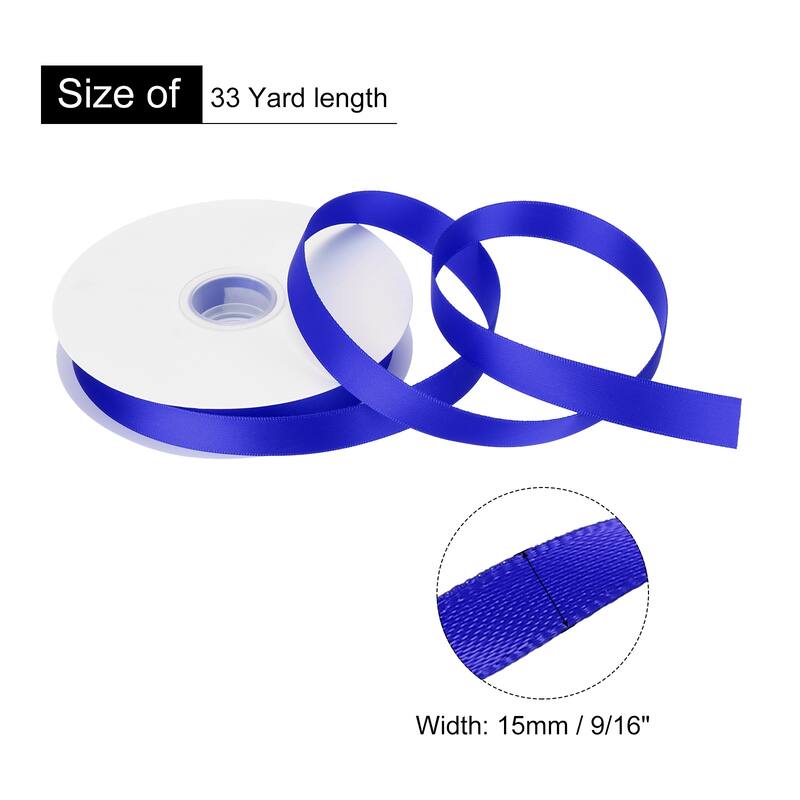Double Faced Solid Satin Ribbon Polyester Fabric Roll for Gift Party - Dark Blue - 9/16" x 33 Yard