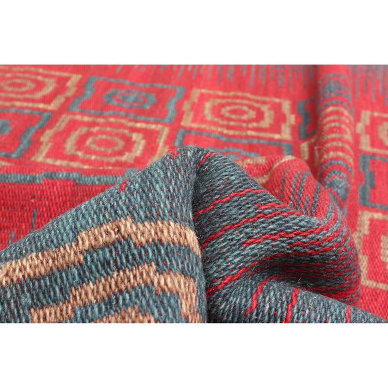 ECARPETGALLERY Flat-Weave Ankara FW Red Wool Kilim - 5'2 x 7'6