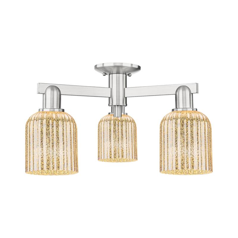 Innovations Lighting 716-3F-11-23 Bridal Veil Semi-Flush Bridal Veil 3 - Brushed Satin Nickel / Mercury