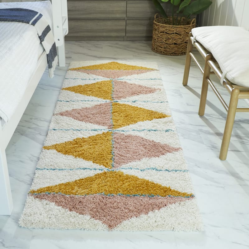 Balta Levine Modern Geometric Shag Area Rug - 2'2" x 10' - Orange