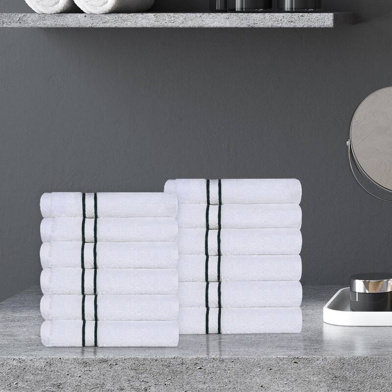 Turkish Cotton Heavyweight Washcloth Set of 12 by Superior - Teal