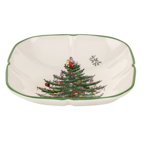 Spode Christmas Tree Sculpted Square Dish - 5.5 inch