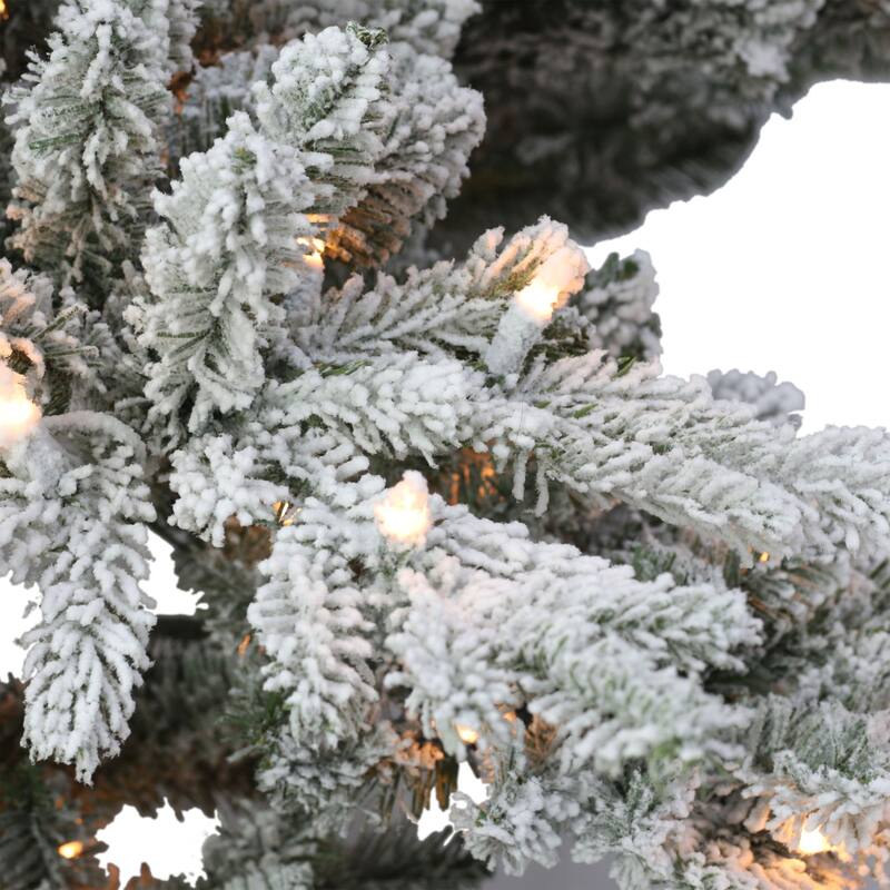 Pre-lit Flocked Medium Utah Fir Artificial Christmas Tree - 6.5’ - Clear Lights - 6.5 Foot