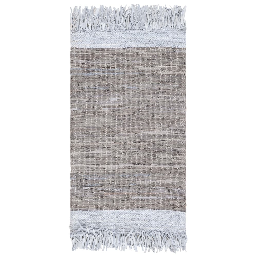 SAFAVIEH Handmade Vintage Boho Leather Catrina Modern Stripe Leather