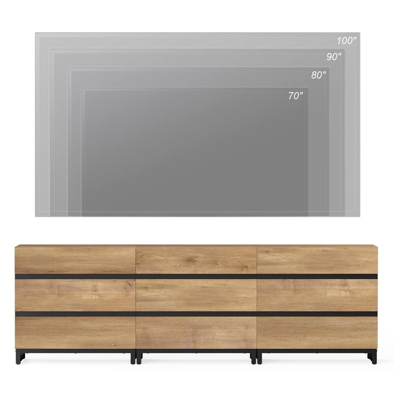 WAMPAT Modern TV Stand with Drawers and Metal Base