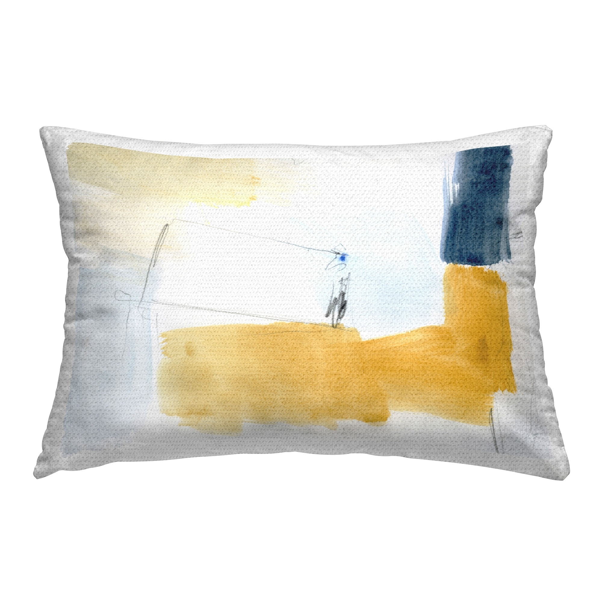 Stupell Yellow & Blue Abstract Printed Outdoor Throw Pillow Design by Victoria Barnes