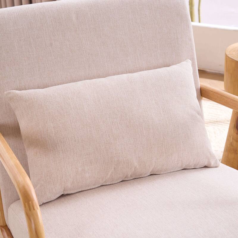 Modern Accent Chair with Lumbar Pillow, Relaxing Armchair with Solid Wood Frame & Soft Cushion - 25.2"W x 31.1"D x 29.5"H
