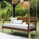 preview thumbnail 5 of 25, Cambridge Casual Renley Wood Outdoor Porch Swing Daybed with Cushion Natural Brown/ Oyster Cushion