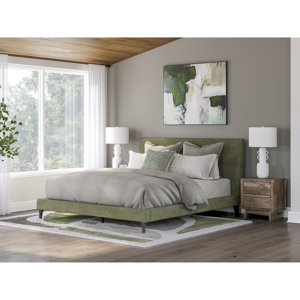 Signature Design by Ashley Zadilyn Sage Green Upholstered Bed with Roll Slats