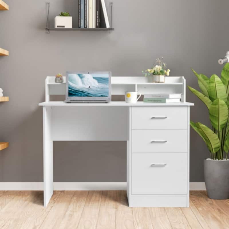 Three-drawers Wood Grain Particleboard Computer Desk