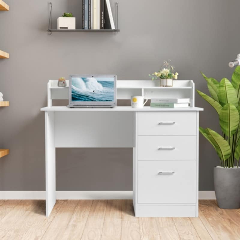 Three-drawers Wood Grain Particleboard Computer Desk