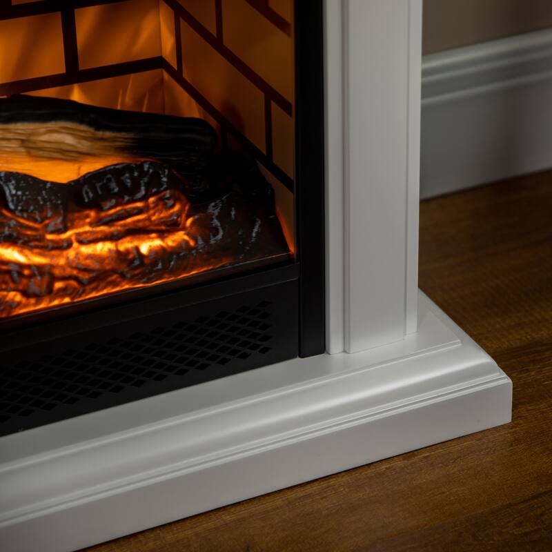 31" Freestanding Electric Fireplace Heater with Mantel, Adjustable Flame Brightness, Remote Control,Overheat Protection,1400W