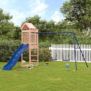 vidaXL Swing Set Outdoor Backyard Wooden Playground Equipment for Kids Age 3-8