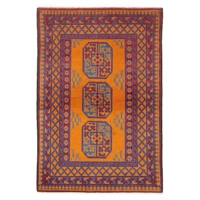 ECARPETGALLERY Hand-knotted Afghan Burnt Orange Wool Rug - 3'4 x 4'11