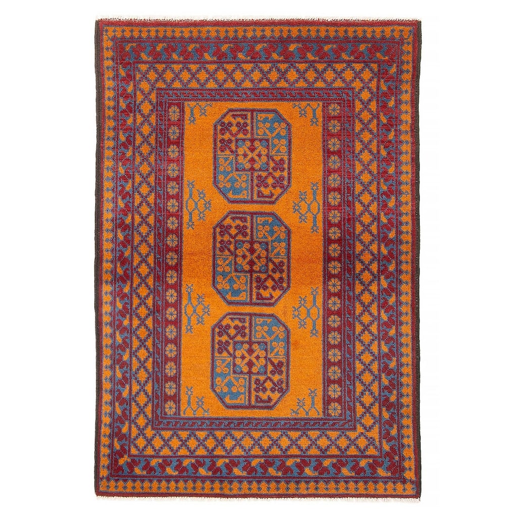 ECARPETGALLERY Hand-knotted Afghan Burnt Orange Wool Rug - 3'4 x 4'11