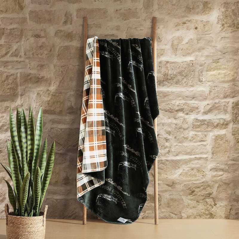 Eddie Bauer Printed Reversible Ultra Soft Plush Throw Blanket