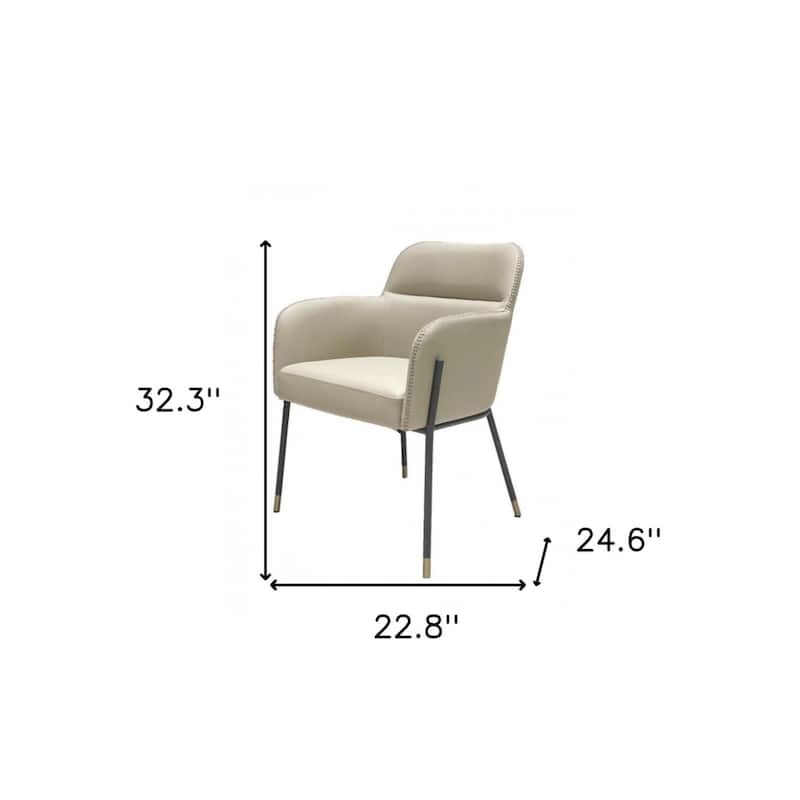Stylish Grey and Black Upholstered Dining Chair with Metal Frame - 24.60” x 22.80” x 32.30”