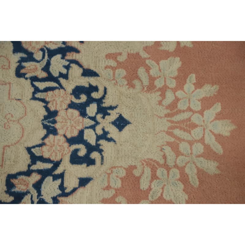 Hand Knotted Oriental 100% Wool Carpet Traditional Floral Oranges & Rust Kerman Area Rug - 13' 0'' X 9' 11''