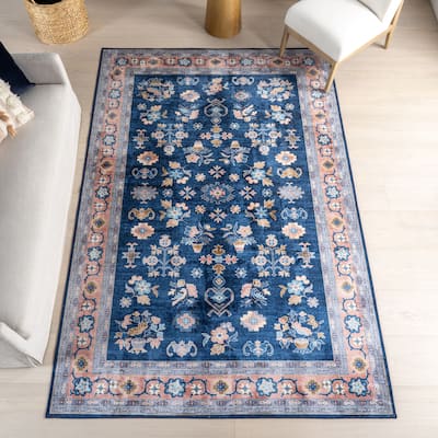 Nuloom Verity SplashGuard Traditional Medallion Machine Washable Area Rug
