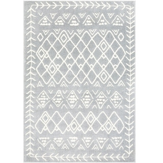 3.3' x 5' Diamond Pattern Medium Gray and Cream Rectangular Wool Area ...