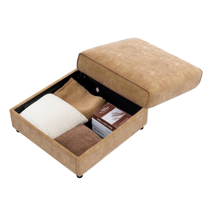 24 Ottoman Sofa -Camel, Luxurious Chenille Comfort