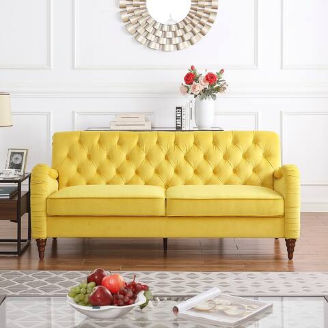 Modern Sofa Premium Quality Velvet 3 Seater Upholstery Timeless Button Tufting Clean Lines And Softness Create A Look