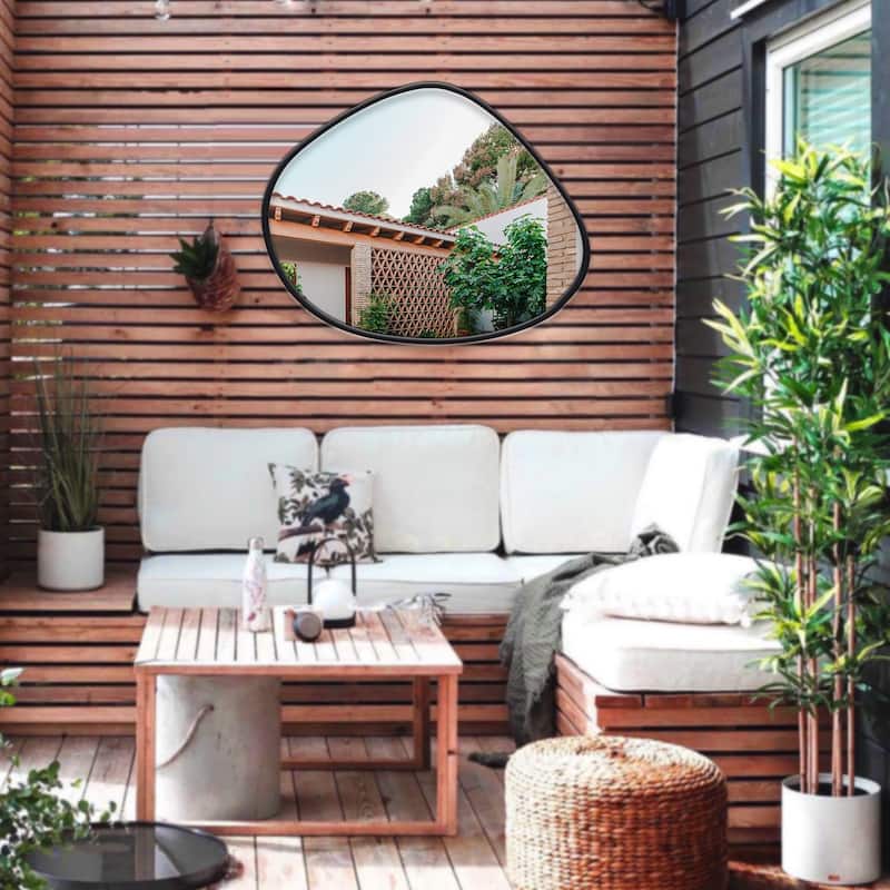 Contemporary Asymmetrical Mirror, Pebble Shaped Irregular Mirror