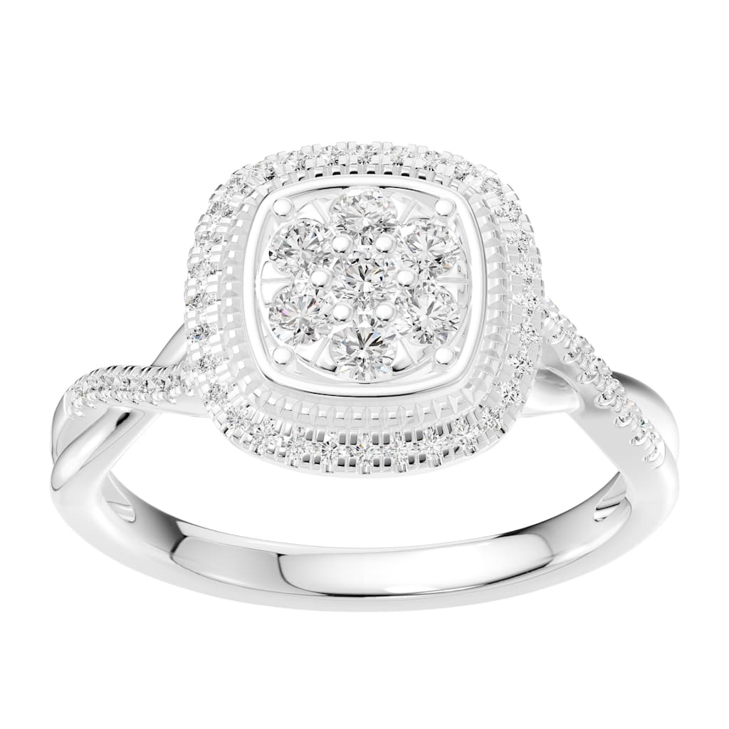 AEON Elysian Bloom Cushion 0.50ct Lab Grown Diamond Cluster Halo Ring