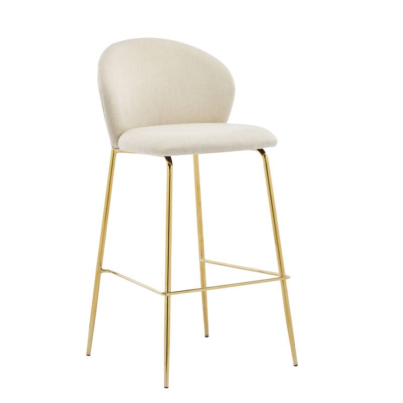 Kira Indoor Upholstered Bar Stool, Fabric With Metal Frame, Set Of 2